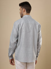 Gulmohar - Grey Printed Linen Shirt