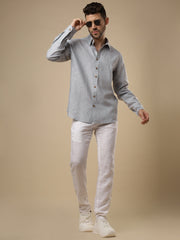 Gulmohar - Grey Printed Linen Shirt