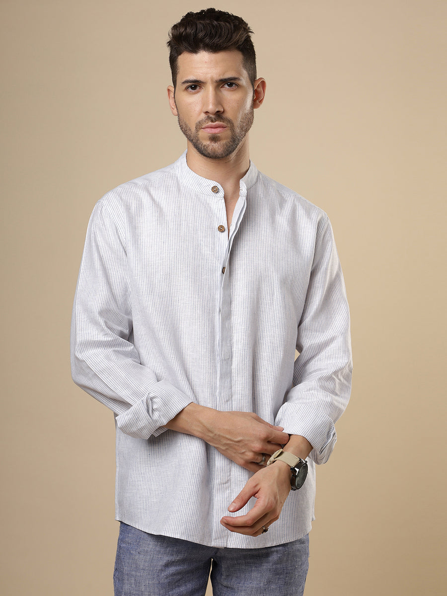 Gulmohar - Airy Blue Printed Linen Shirt