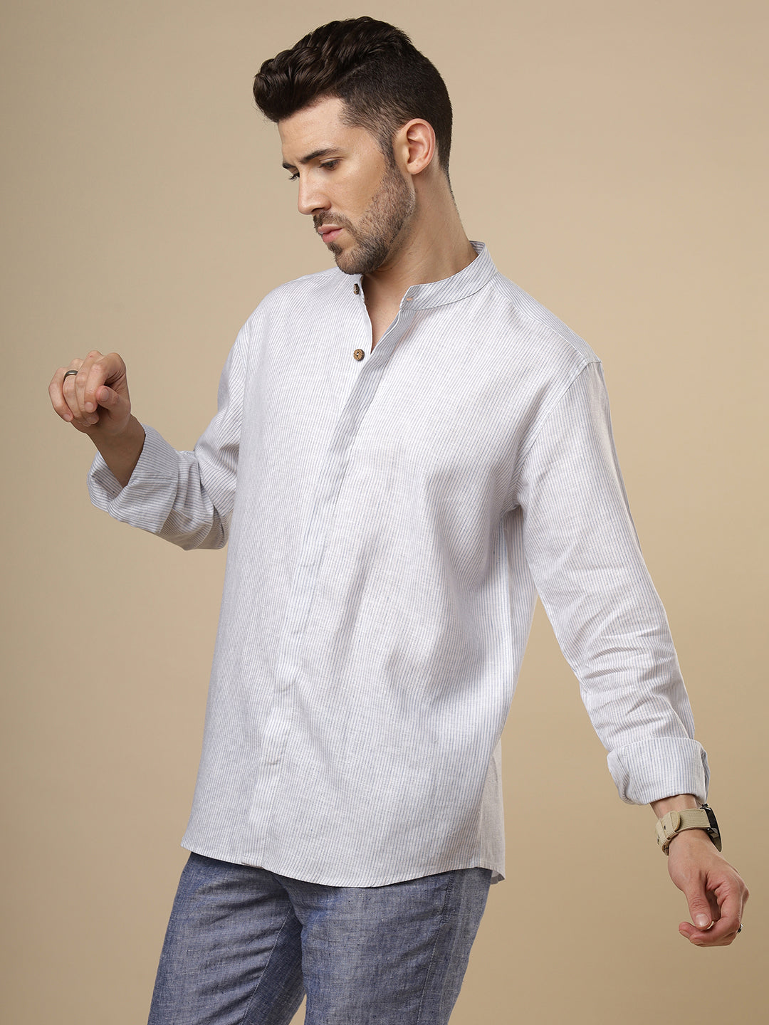 Gulmohar - Airy Blue Printed Linen Shirt