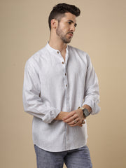 Gulmohar - Airy Blue Printed Linen Shirt