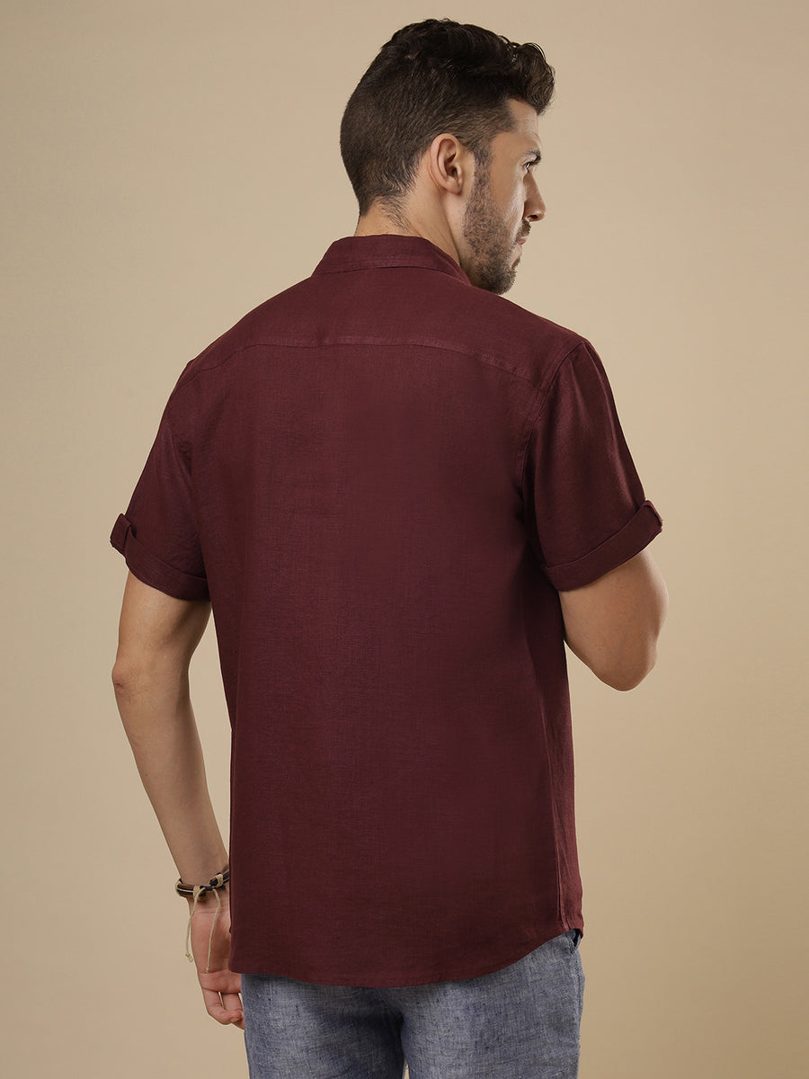 Sattva - Dark Burgandy Linen Shirt