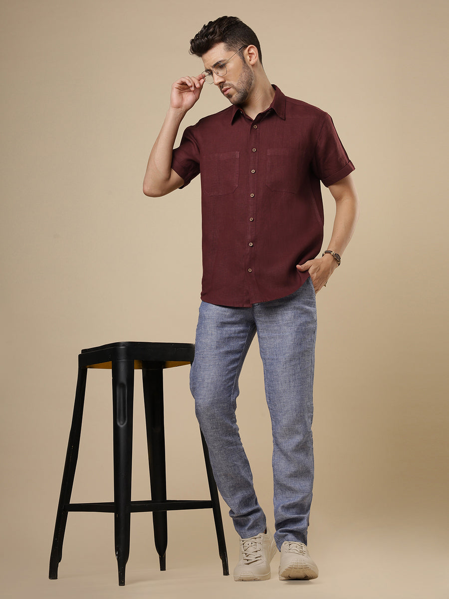 Sattva - Dark Burgandy Linen Shirt