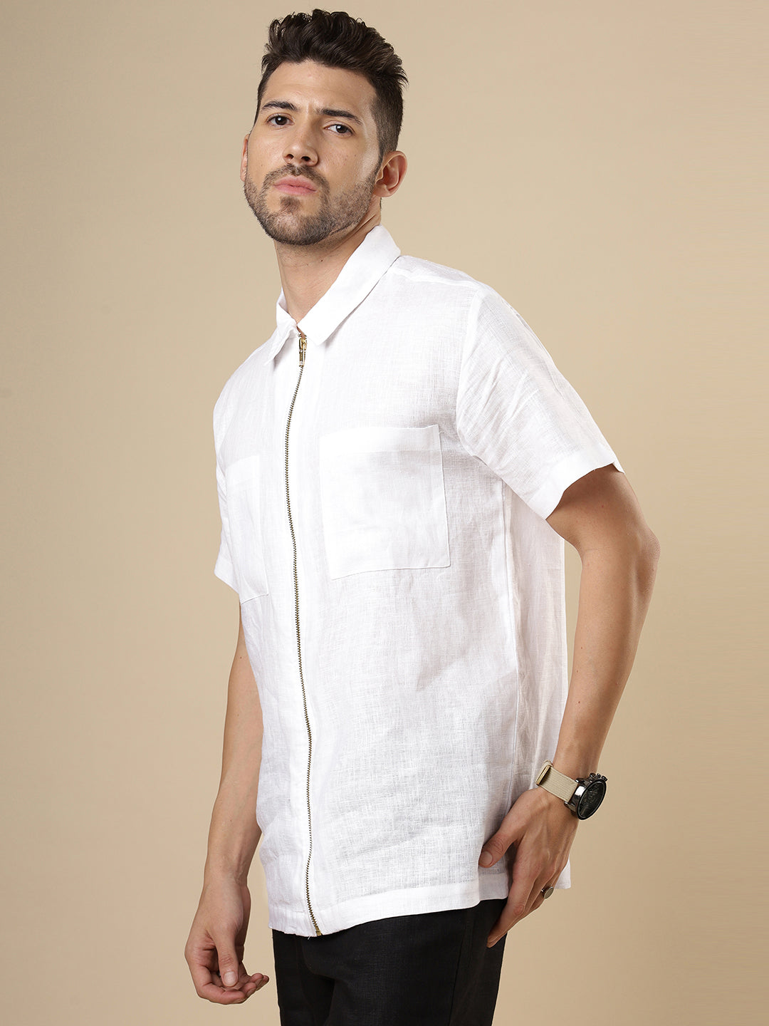 Sattva - White Zipper Linen Shirt