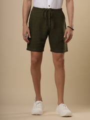 Classic Dark Olive Linen Shorts