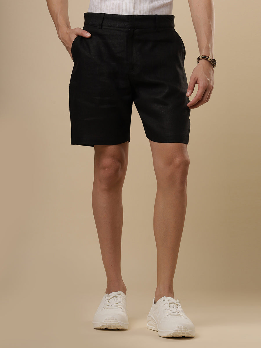 Classic Black Linen Shorts