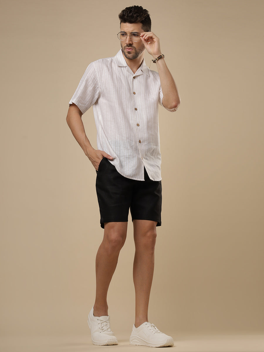 Classic Black Linen Shorts