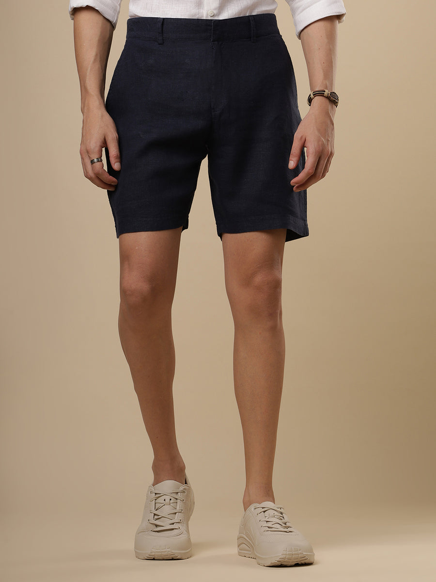 Classic Navy Blue Linen Shorts