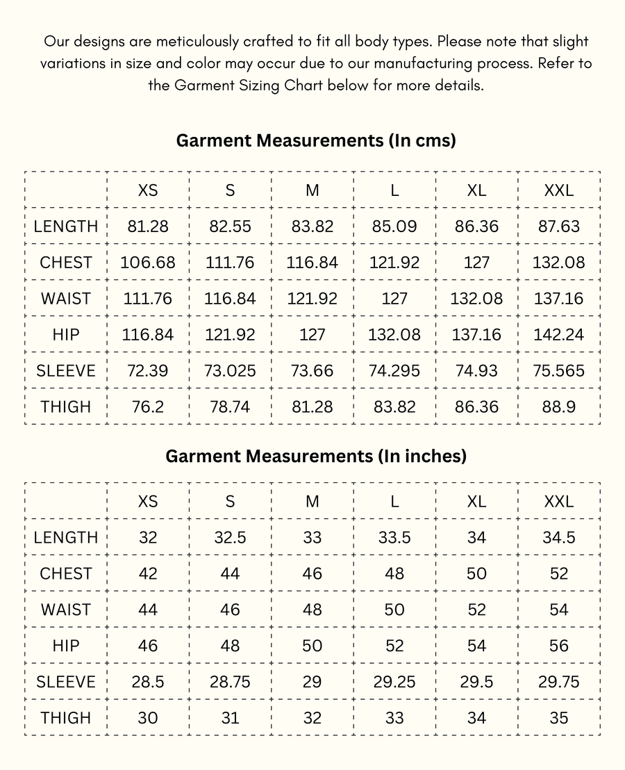 Ruhani - Olive green short Jumpsuit size chart