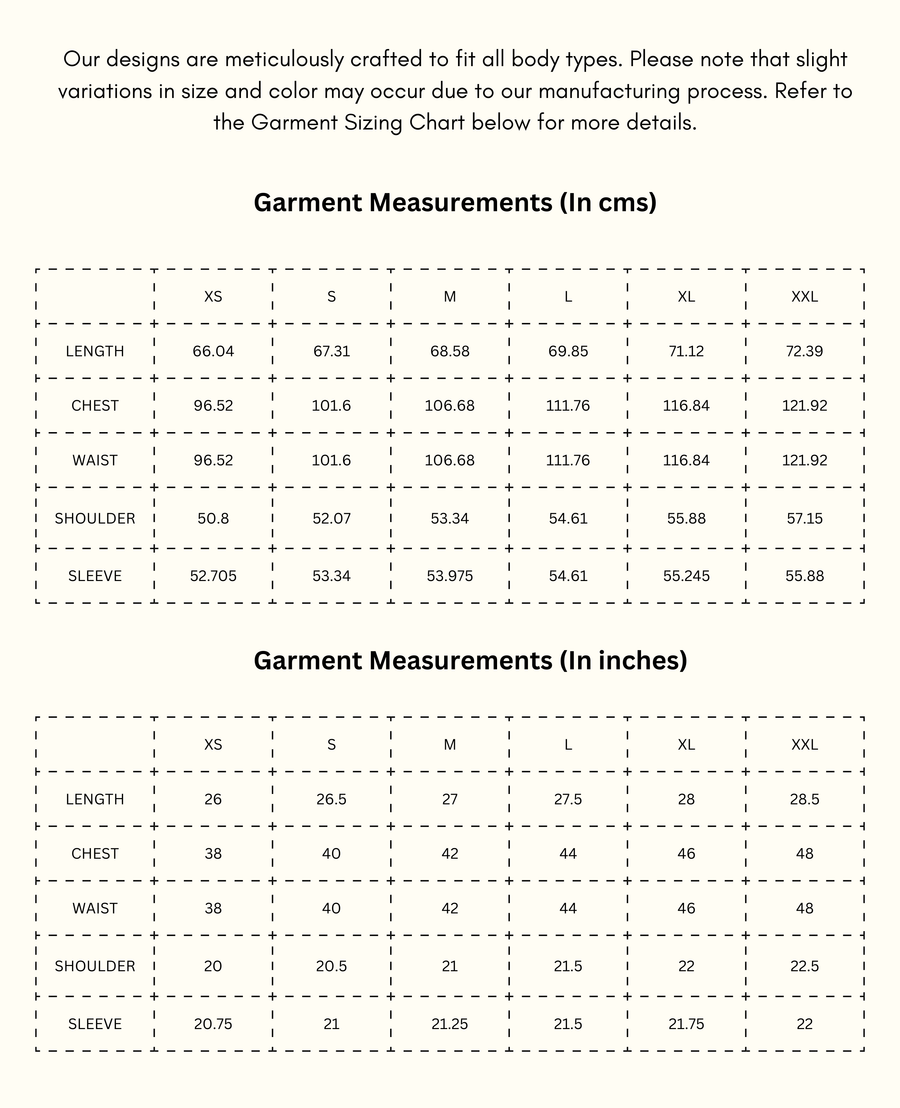 Champagne- Natural Comfort Shirt size chart