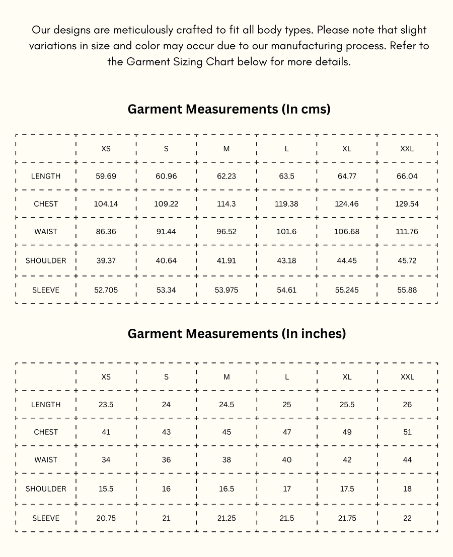 Poppy - Maroon shirt size chart