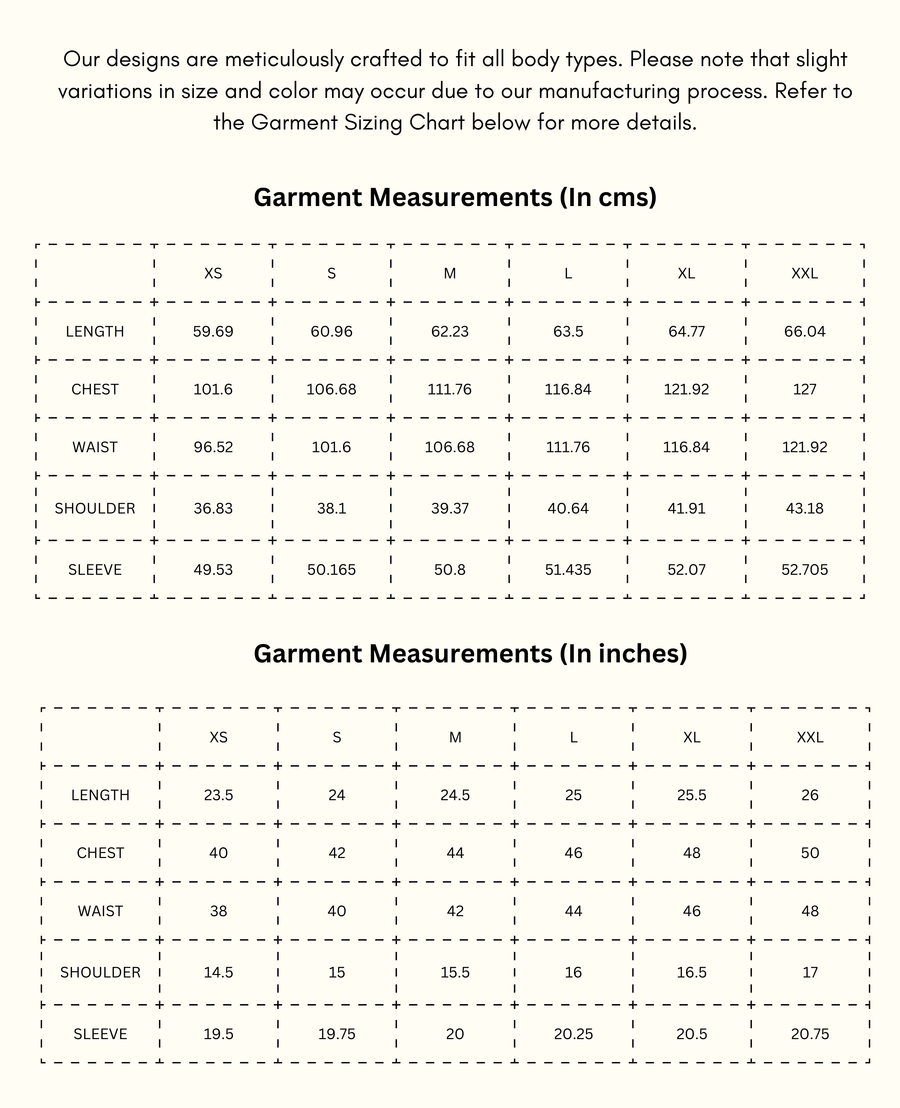 Rose - Rust High Low Shirt size chart