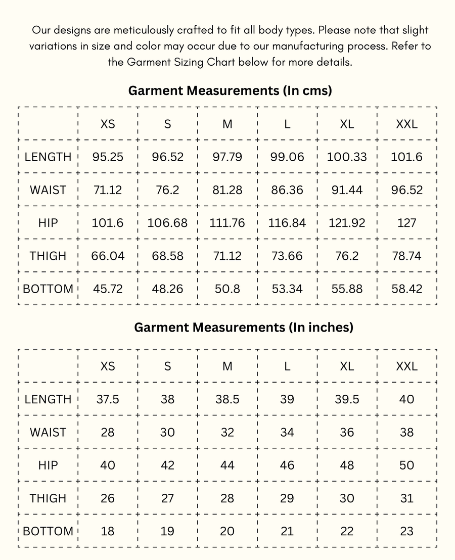 Snow White Comfort Bottom size chart
